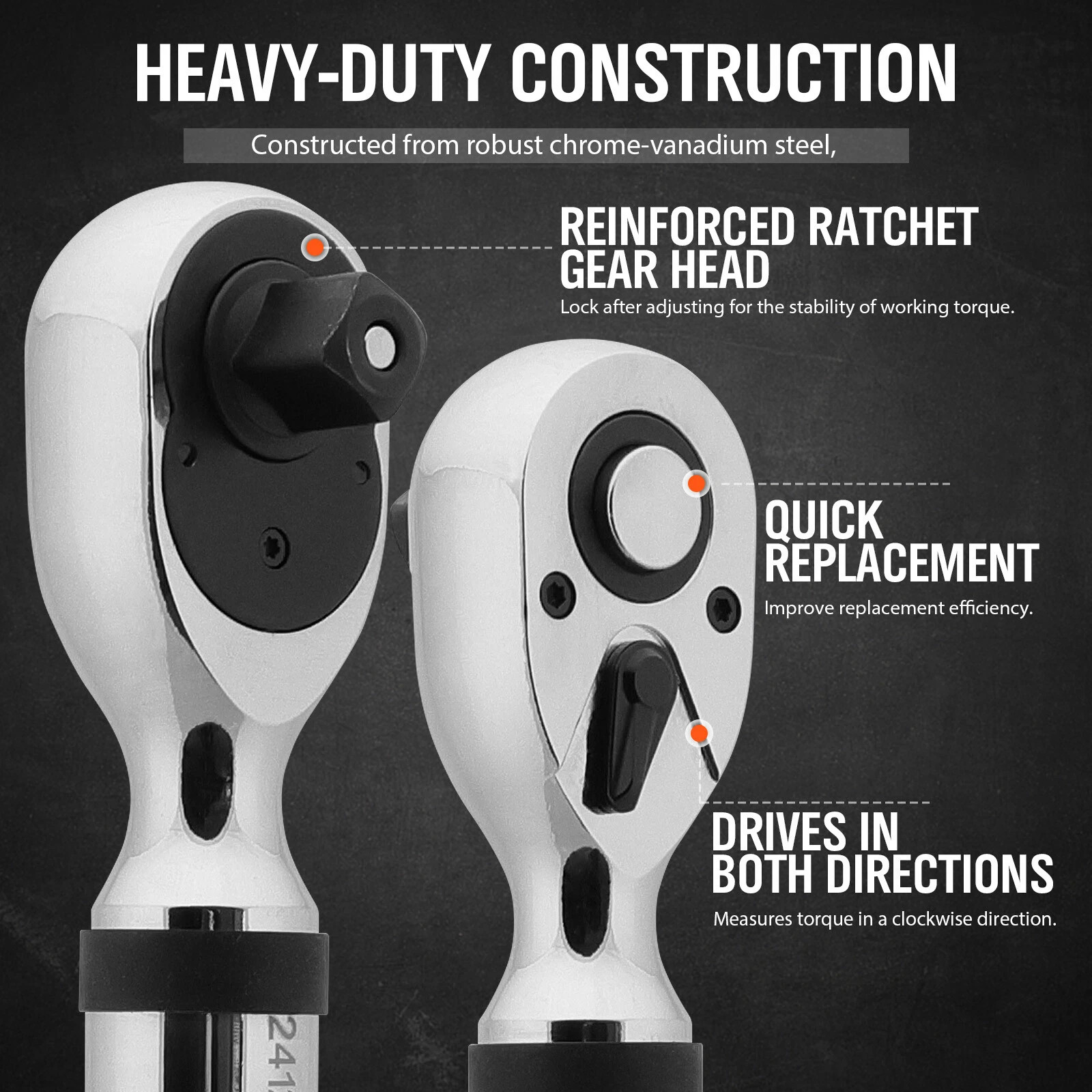6PC 3/8" & 1/2' Drive Electronic Digital Torque Wrench Adjustable Set 3-340N.m