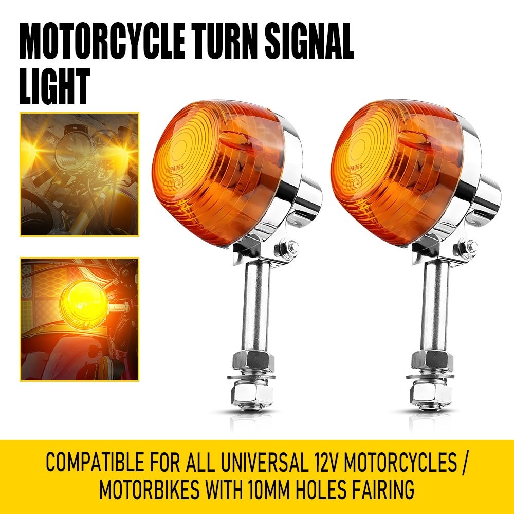 2x 10mm Universal Motorcycle Indicator Turn Signal Tail Light Amber Halogen