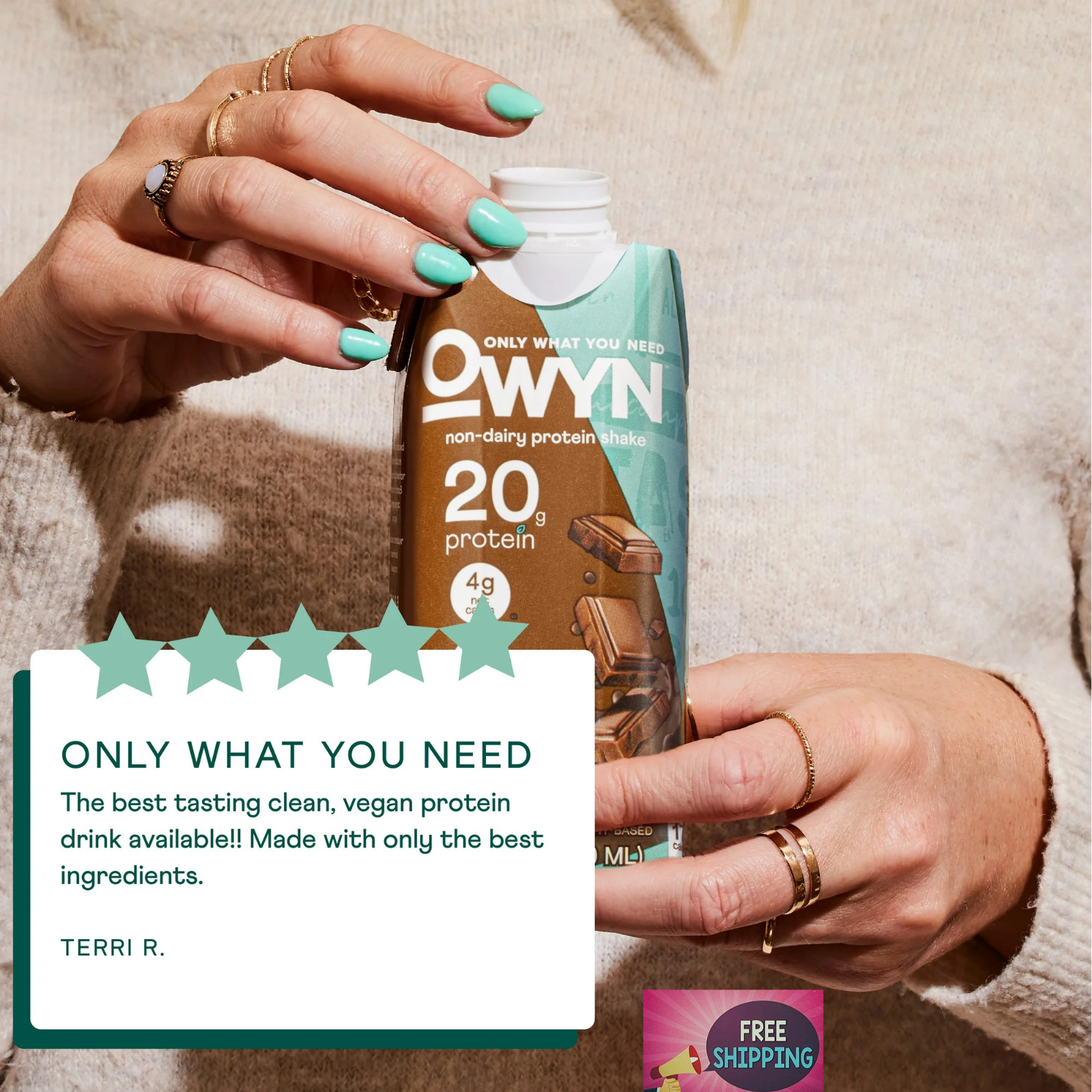 OWYN Plant-Based 20g Protein Shake, Dark Chocolate, 11.15 fl oz, 4 Count