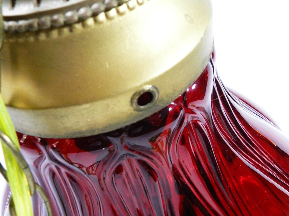 Vintage Ruby Red Glass Swag Hanging Light