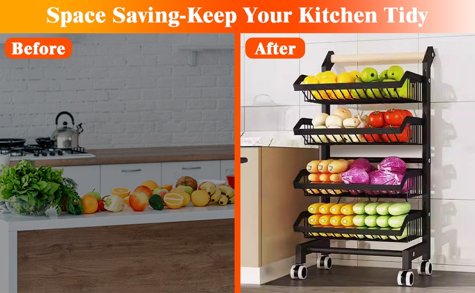 4-Tier Small Rolling Storage Kitchen Cart Multi Purpose Utility Organizer Adjust