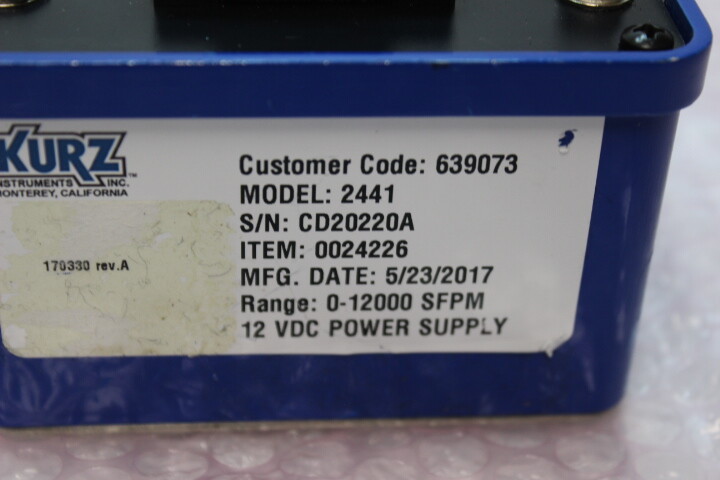 5474 Kurz 2441 Thermal Anemometer, Range 0-12---SFPM