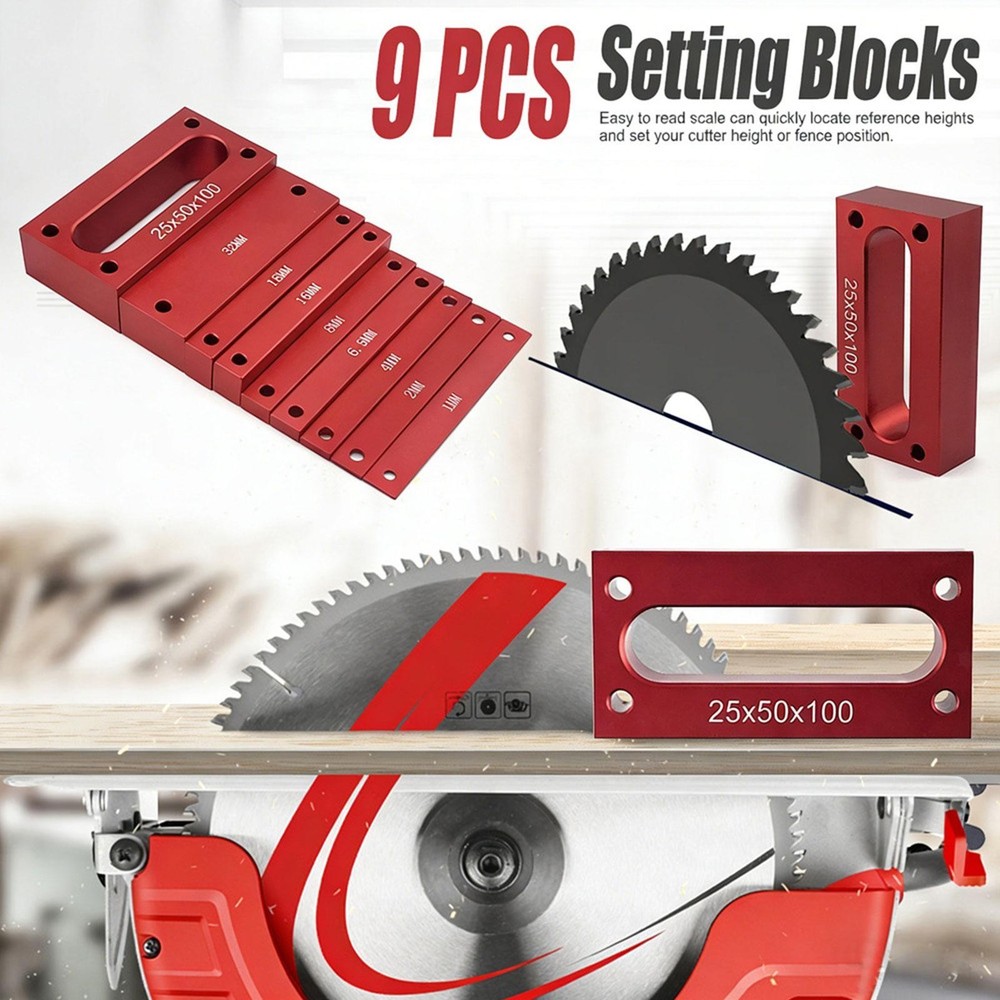 Setup Blocks Height Gauge Set Accessories for Table Saw Red Practical
