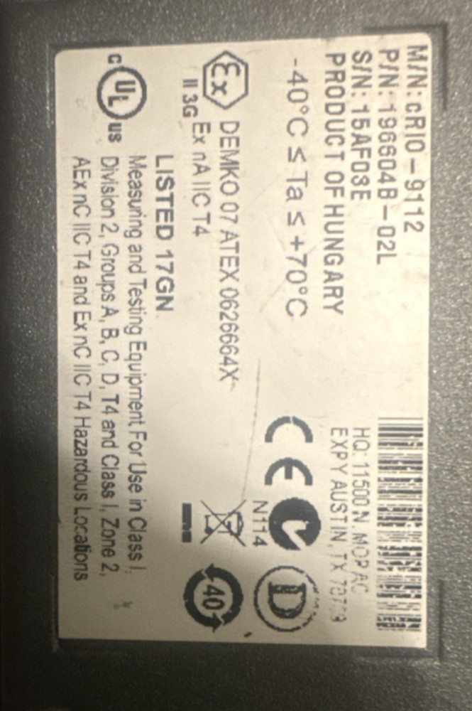 National Instruments cRIO-9012 CompactRIO Real-Time Controller