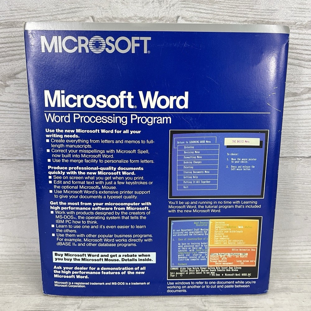 1985 RARE - Vintage Microsoft Word Version 2.0 For IBM PC Software | Complete