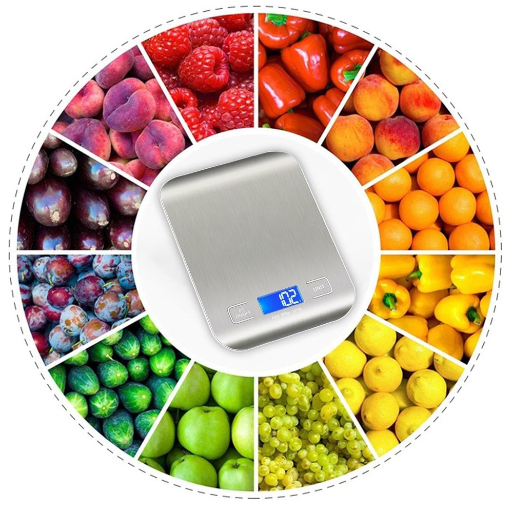Compact Kitchen Scale - 11lbs Capacity, Stylish Design for Meal Prep & Baking