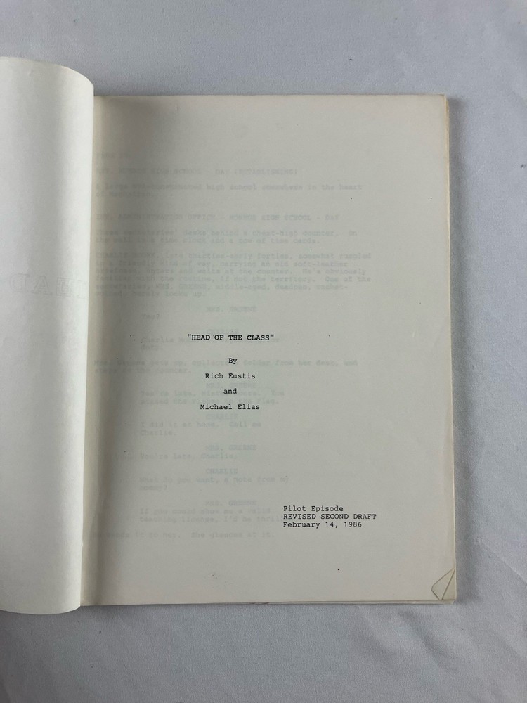 Original HEAD OF THE CLASS Pilot TV Script Revised Second Draft 1986