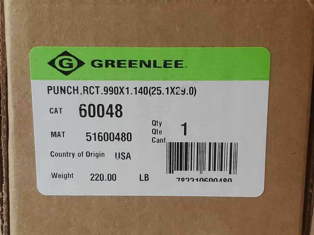 Greenlee 60048 Knockout Rectangular Rectangle Replacement Punch .990 x 1.14 In