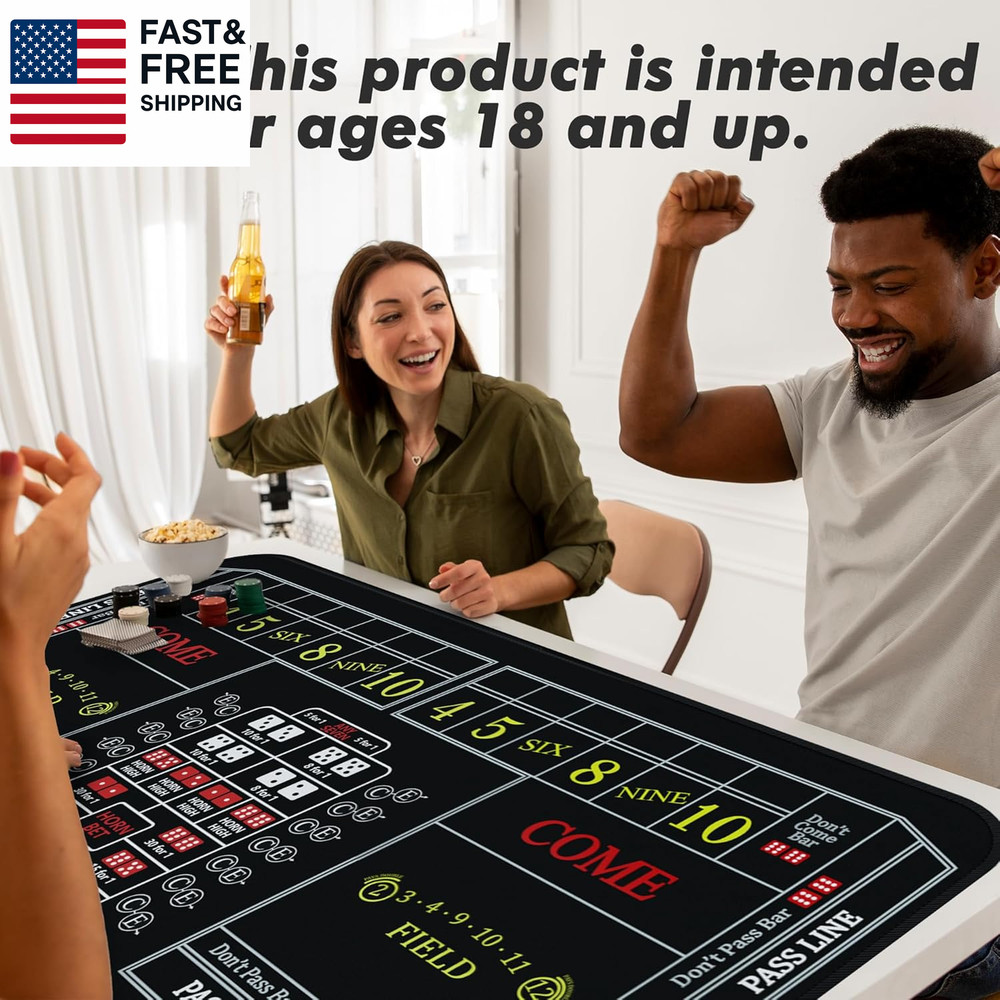 Craps Mat 70" X 35" Craps Table Top Set Craps Table Mat Craps Table Top Mat wit