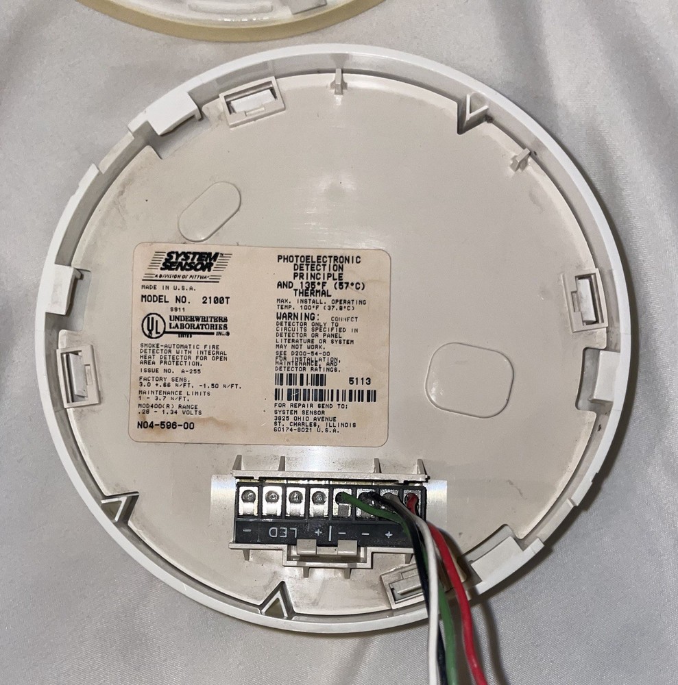 (2) SYSTEM SENSOR 2100T (Smoke & Heat Combo) and Mounting Plates