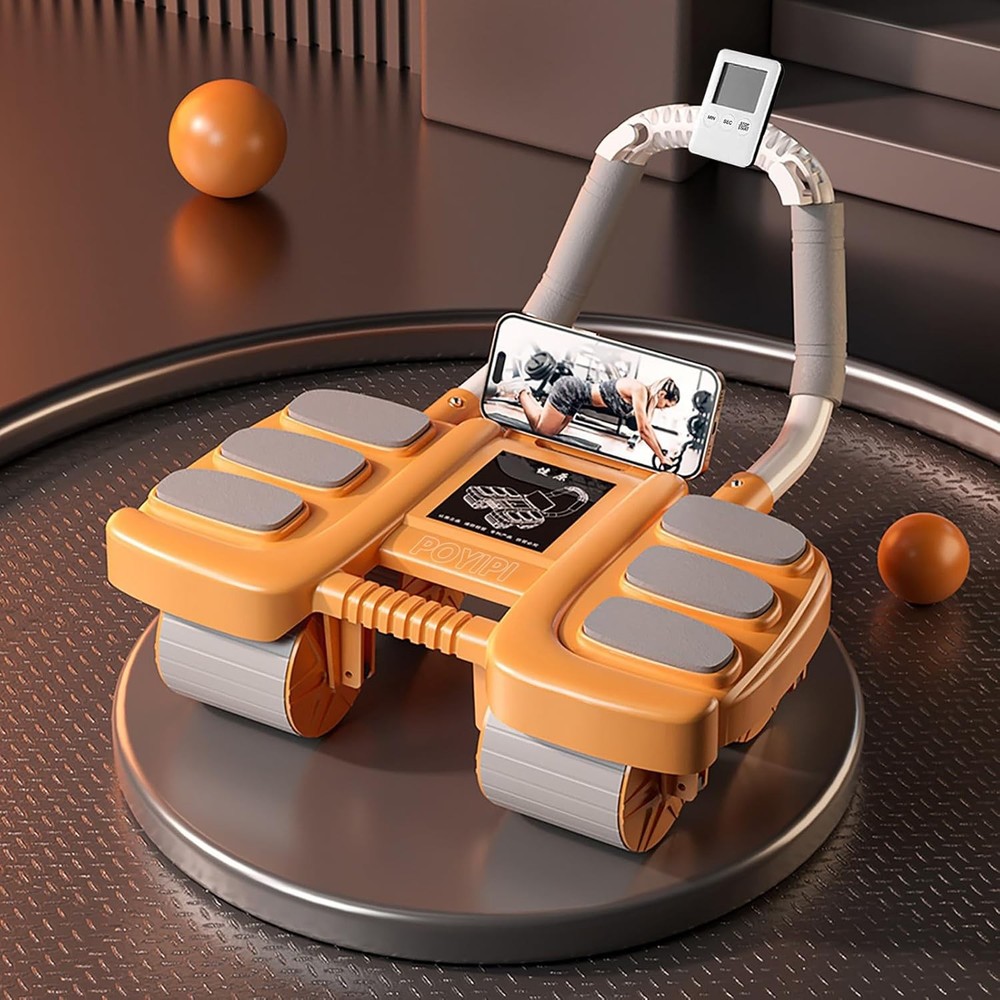 2025 New Ab Wheel Roller with Elbow Support - Automatic Rebound Orange