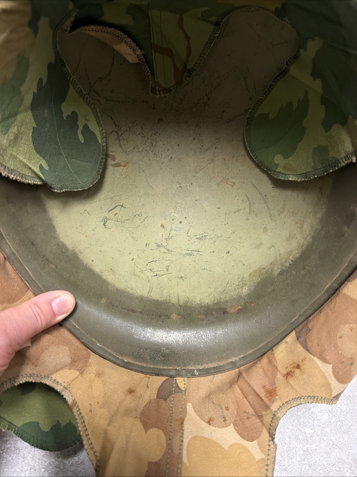 Vietnam WWII Steel Pot FRONT SEAM Helmet Mitchell Cover Liner NICE