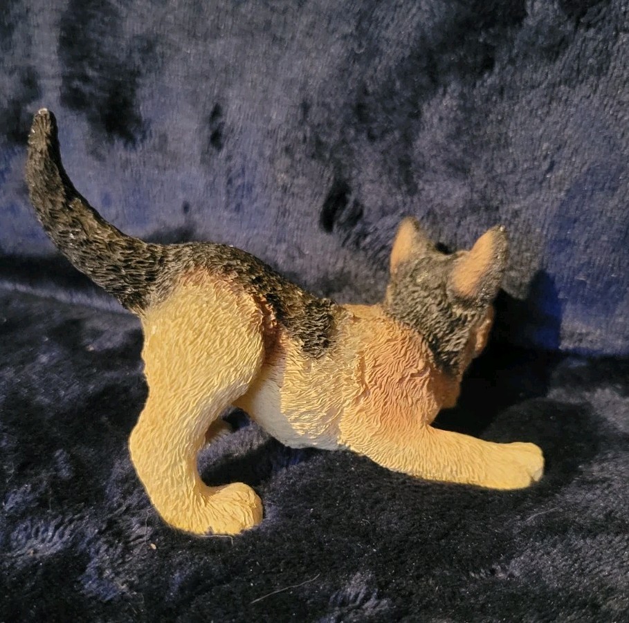 Vintage Playing German Shepherd Resin Figurine