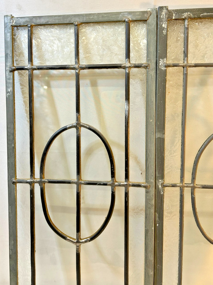 Rectangular Stained Glass Panel frosted design on glass lead frame