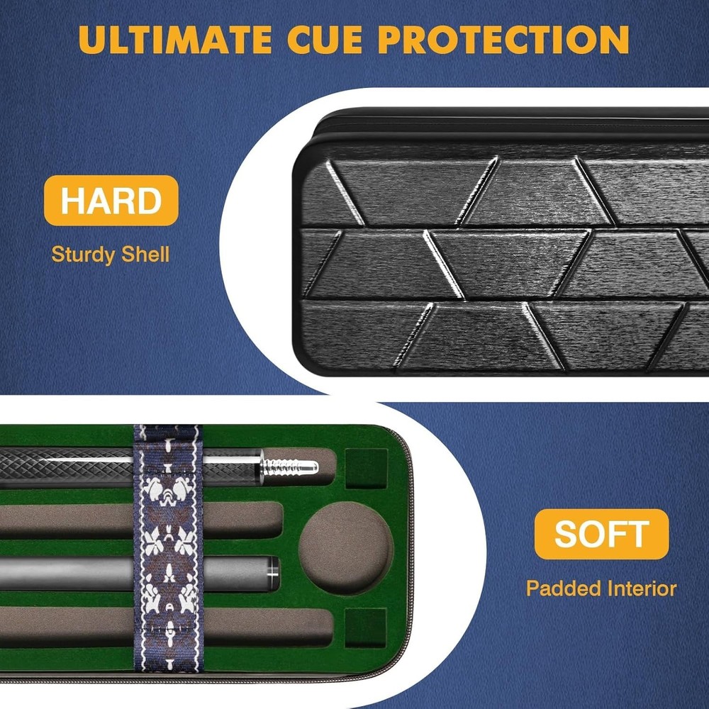 Hard Pool Cue Case 4x4 Billiard Stick Case with Strap and Handle