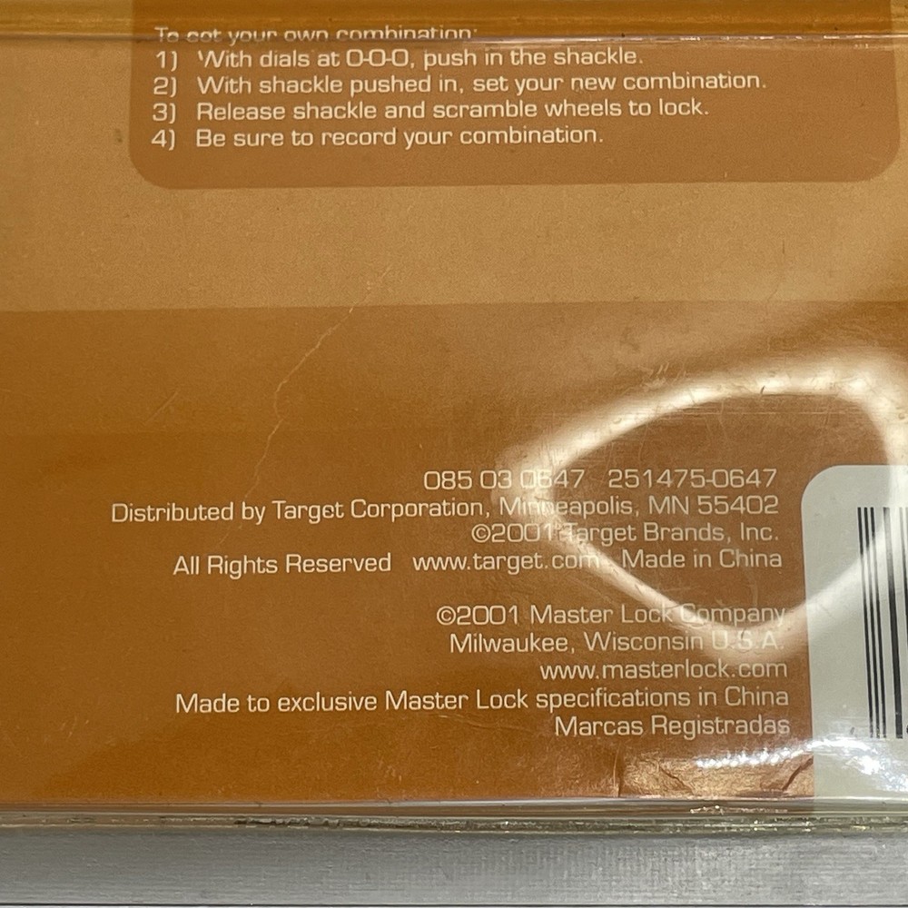 2001 Target Master Lock Padlock 2-Pack Standard Combination Lock & Backpack Lock