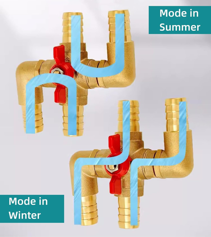 Automobile Integrated 4-Way Heating Water Manual Control Valve Solid Brass Car H
