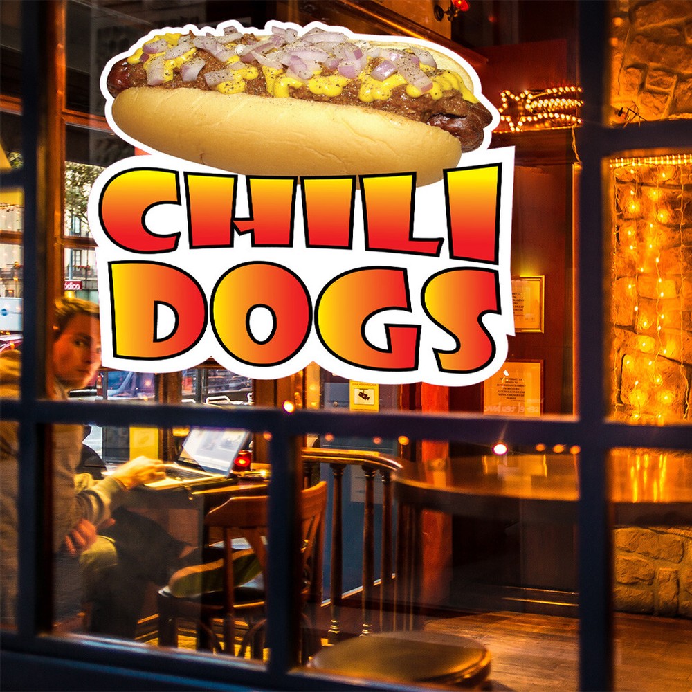 Food Truck Decals Chili Dogs Style B Restaurant & Food Concession Sign Yellow