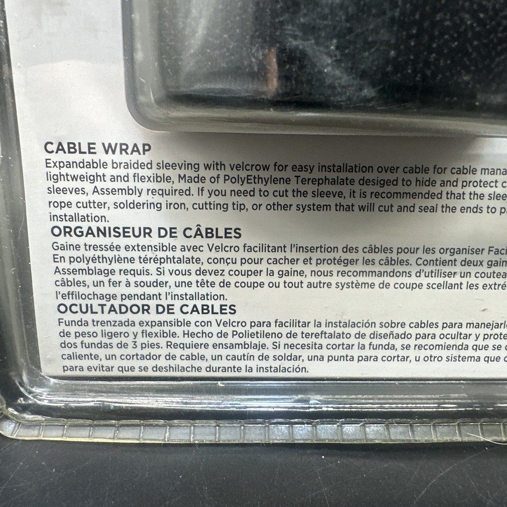 Dynex Computer Cable Management Wrap Black Mesh 2-3ft Braid #DX-CMWP {49}