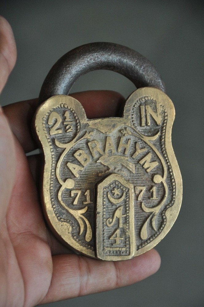2 Pc Vintage Brass Bird & Lines Engraved Handcrafted Solid Padlocks