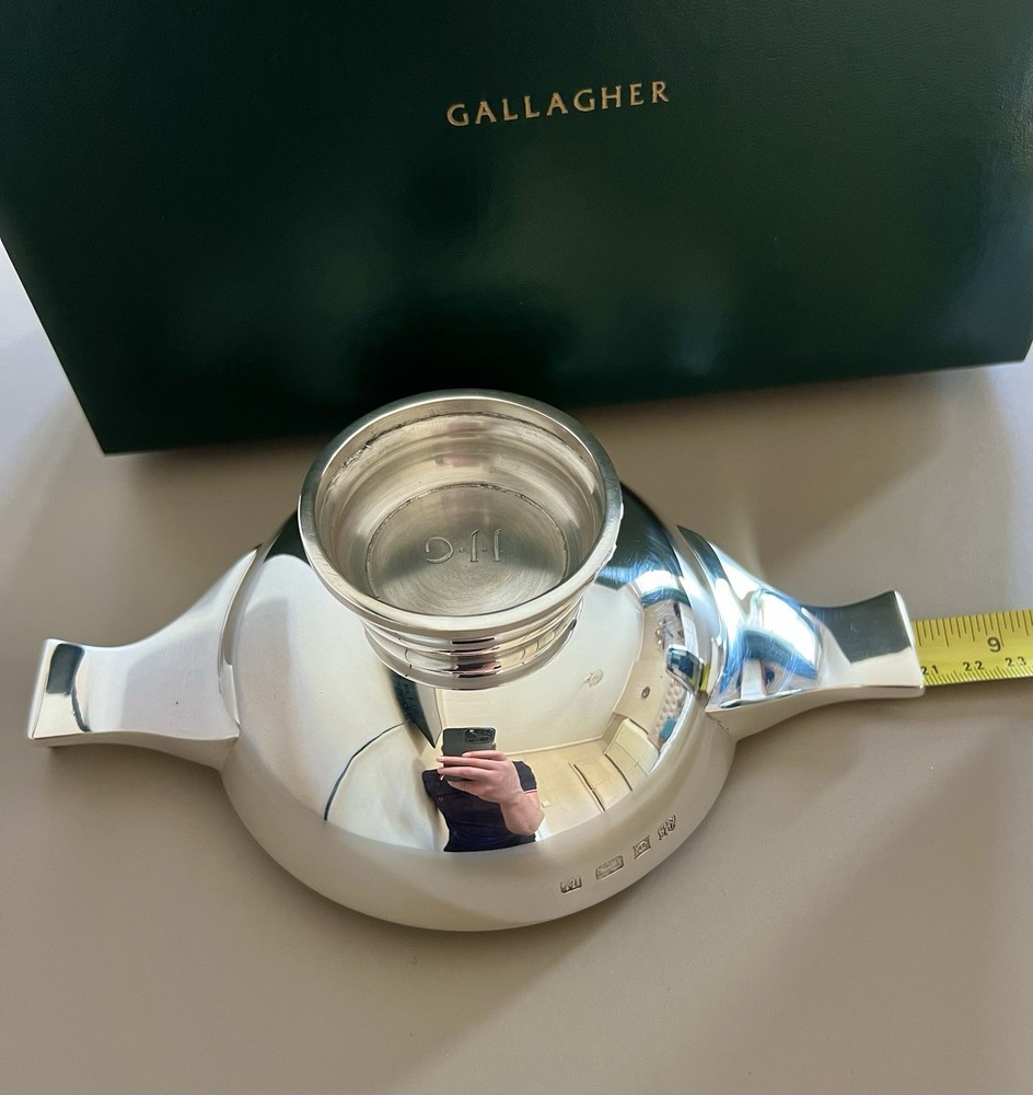 Solid Silver Large Heavy Quaich Bowl In Original Box
