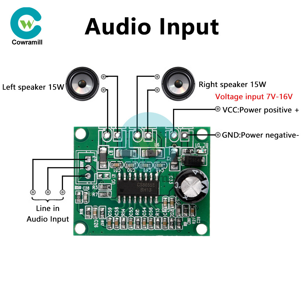 2*15W Stereo Audio Power Amplifier Board Module DIY Audio Decoder Module DC7-16V