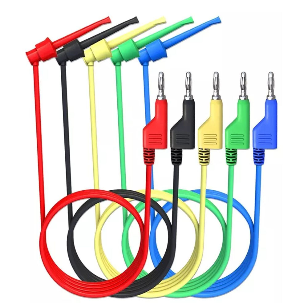5/10/15PC 4mm 3.3FT Stackable Banana Plug To Test Wire Hook Clip Test Leads US