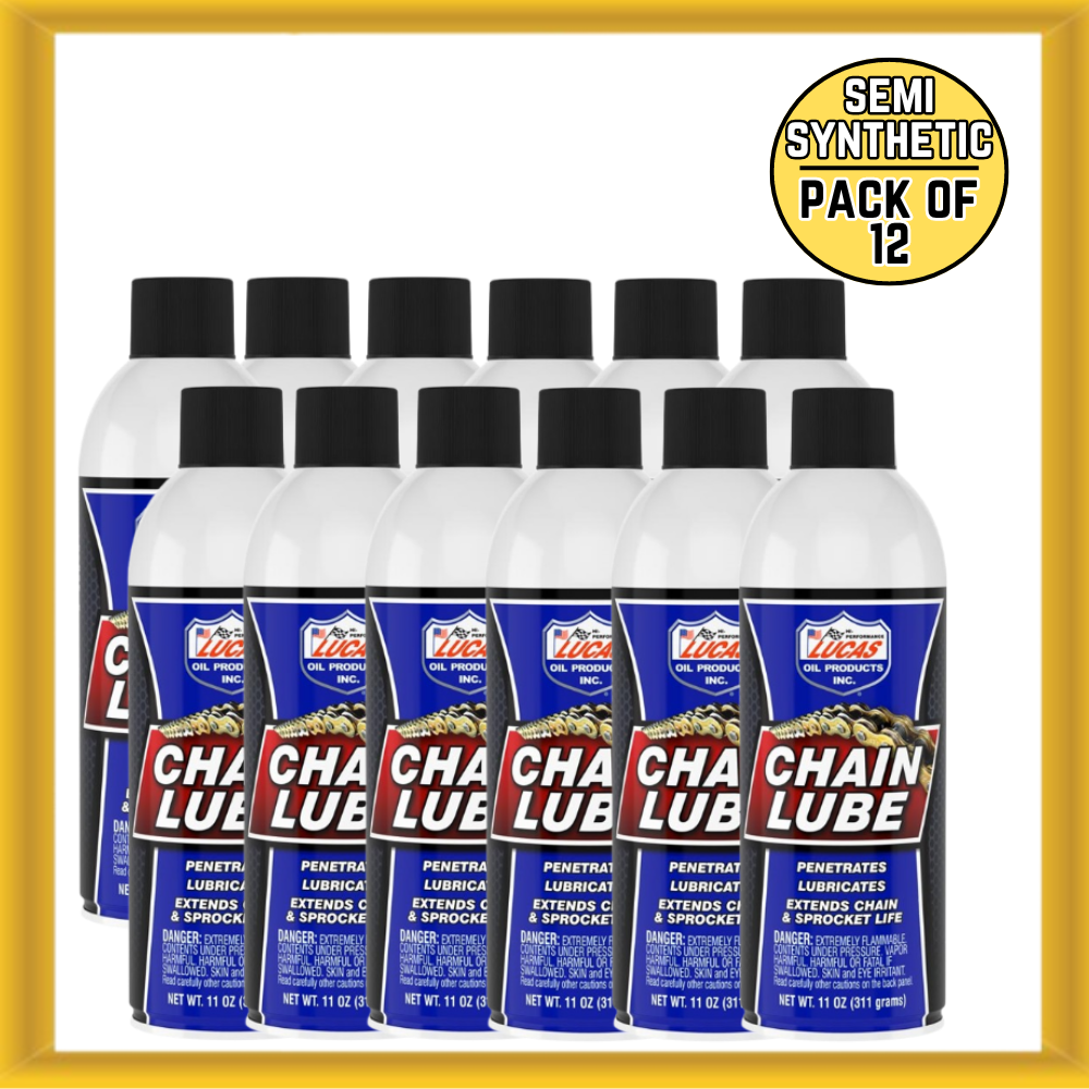 12x Lucas Oil 10393 11-ounce Chain Lube Aerosol Semi-synthentic Spray Lubricant