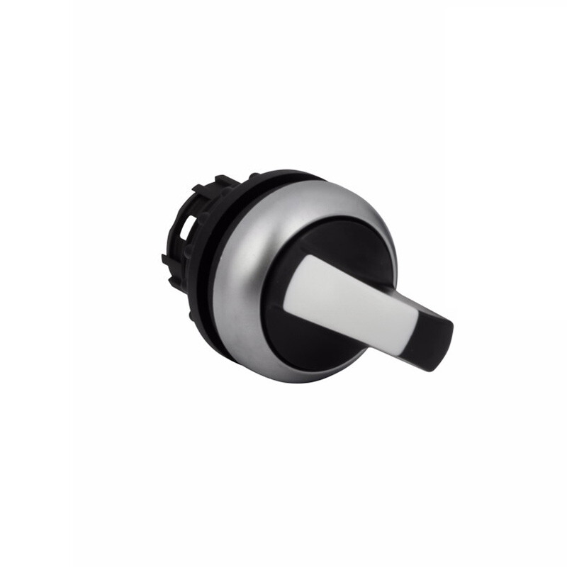 1PCS EATON M22-WK Selector Switch Bezel Silver Button Black ✦KD