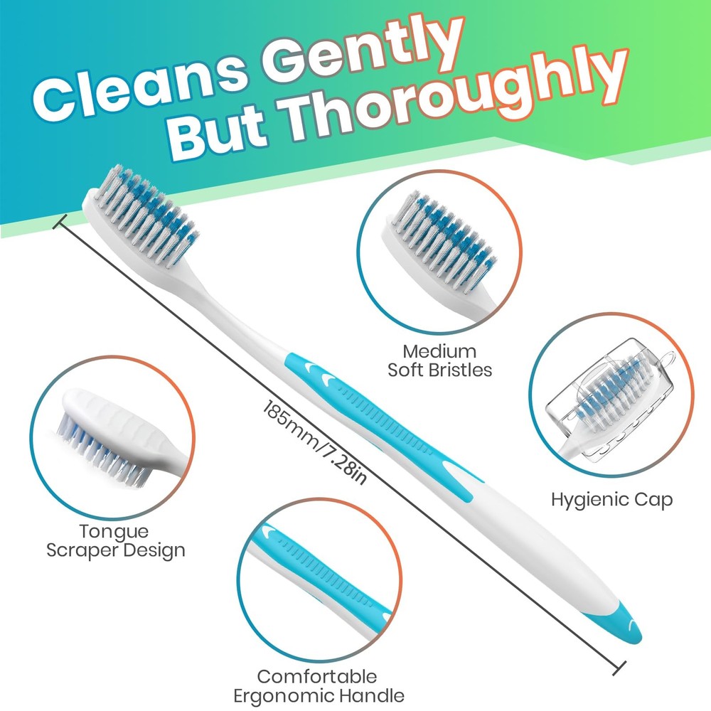 Frekare 30 Pack Bulk Toothbrushes with Covers, Individually Wrapped Tooth Bru...