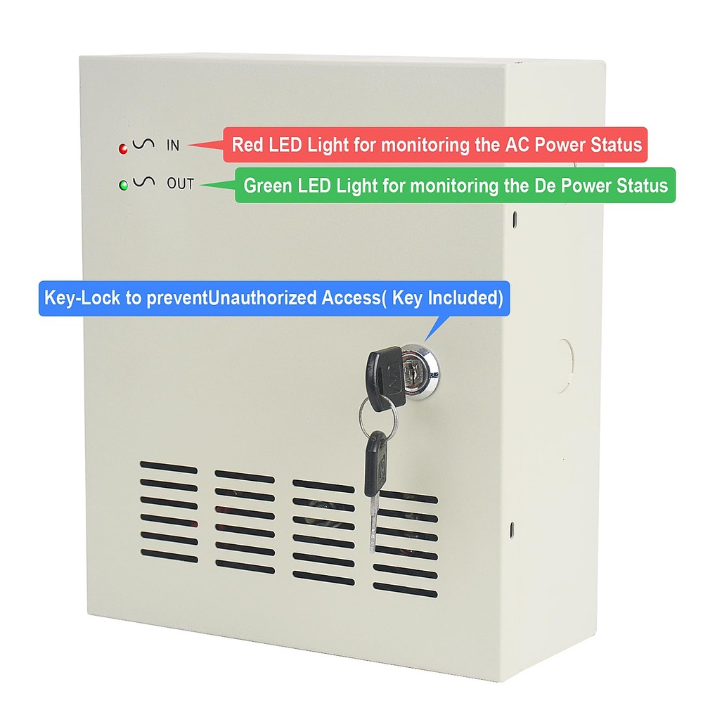 18 Channel CCTV Distributed AC Power Supply Box, 24V AC, 18 Ports 10A