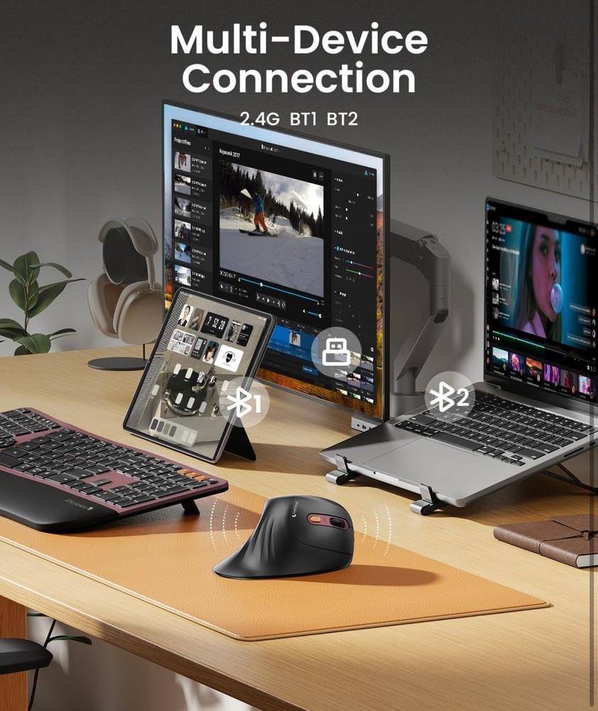 ProtoArc Ergonomic Vertical Mouse, EM11 NL Bluetooth Mouse Wireless