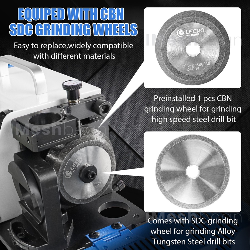 Drill Bits Sharpener 3-20mm Bits Grinder Sharpener w/CBN & SDC Wheels 18 Collets