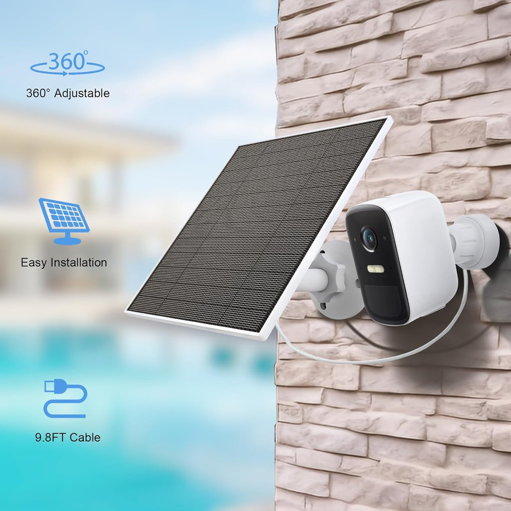 Solar Panel for Eufy Outdoor Camera, 5W Camera Solar Panel Charger Compatible...