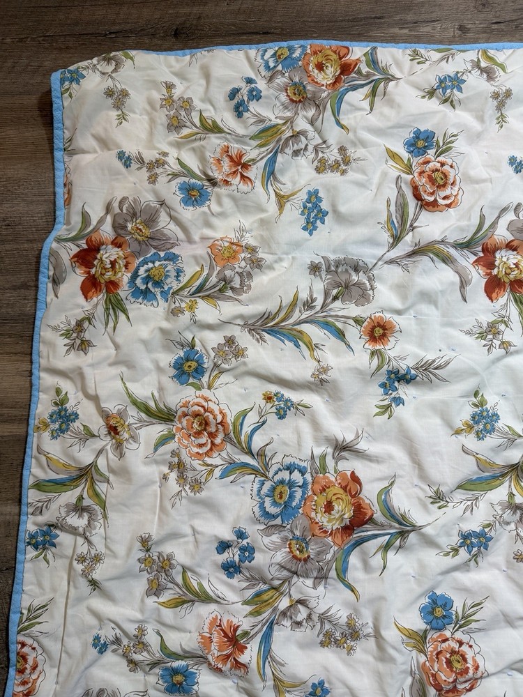 Handmade Rag Quilt Patchwork Tied Multicolor 87x75” Cotton Throw Bedspread