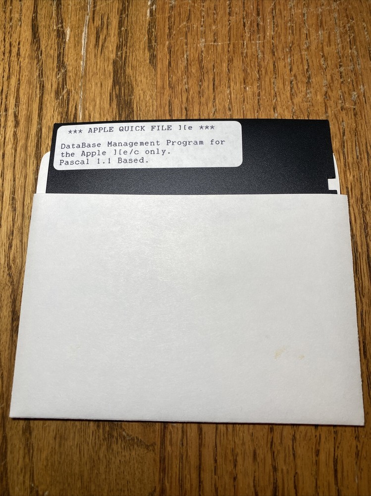 Apple IIe IIc Software QuickFile Pascal 1.1 5.25” Floppy Disk