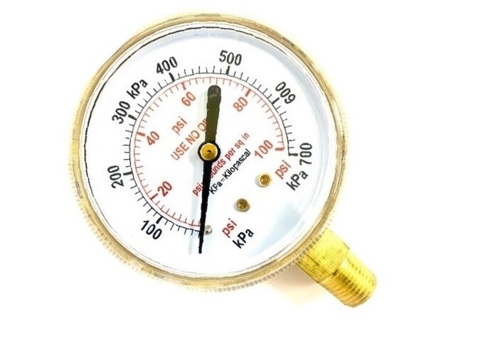 Pressure Gauge 2.5” Low Pressure for Oxygen Regulators 0-100 P.S.I. 2.5-100