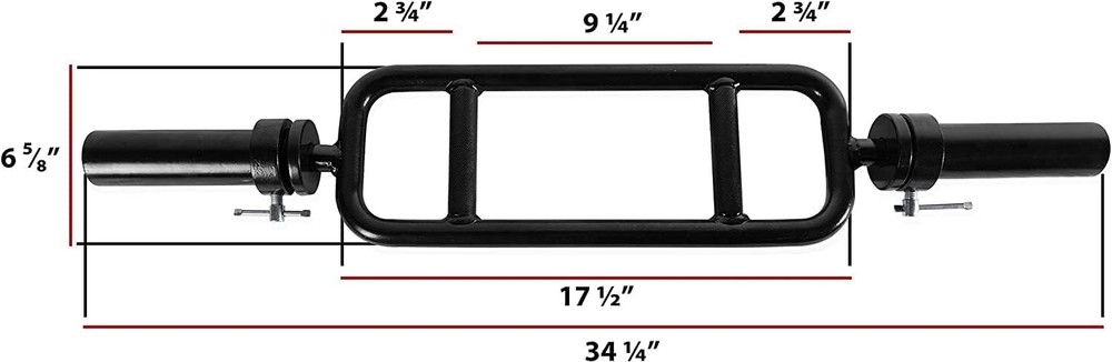 CAP Barbell 34" Solid Olympic Tricep Hammer Curl Weight Bar with Collars Black