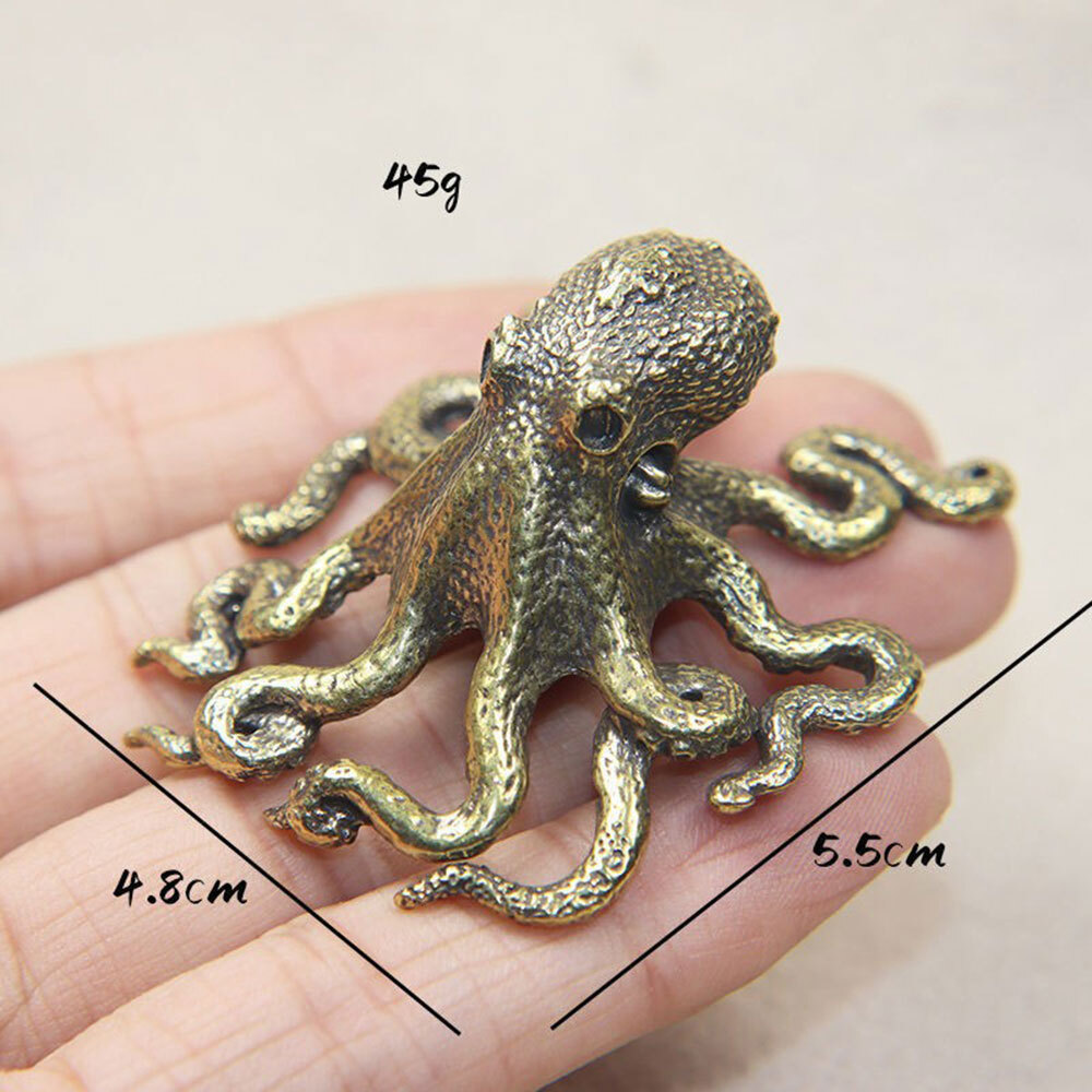Brass Octopus Sculpture Wild Sea Life Figurine Housewarming Gift Decoration USA