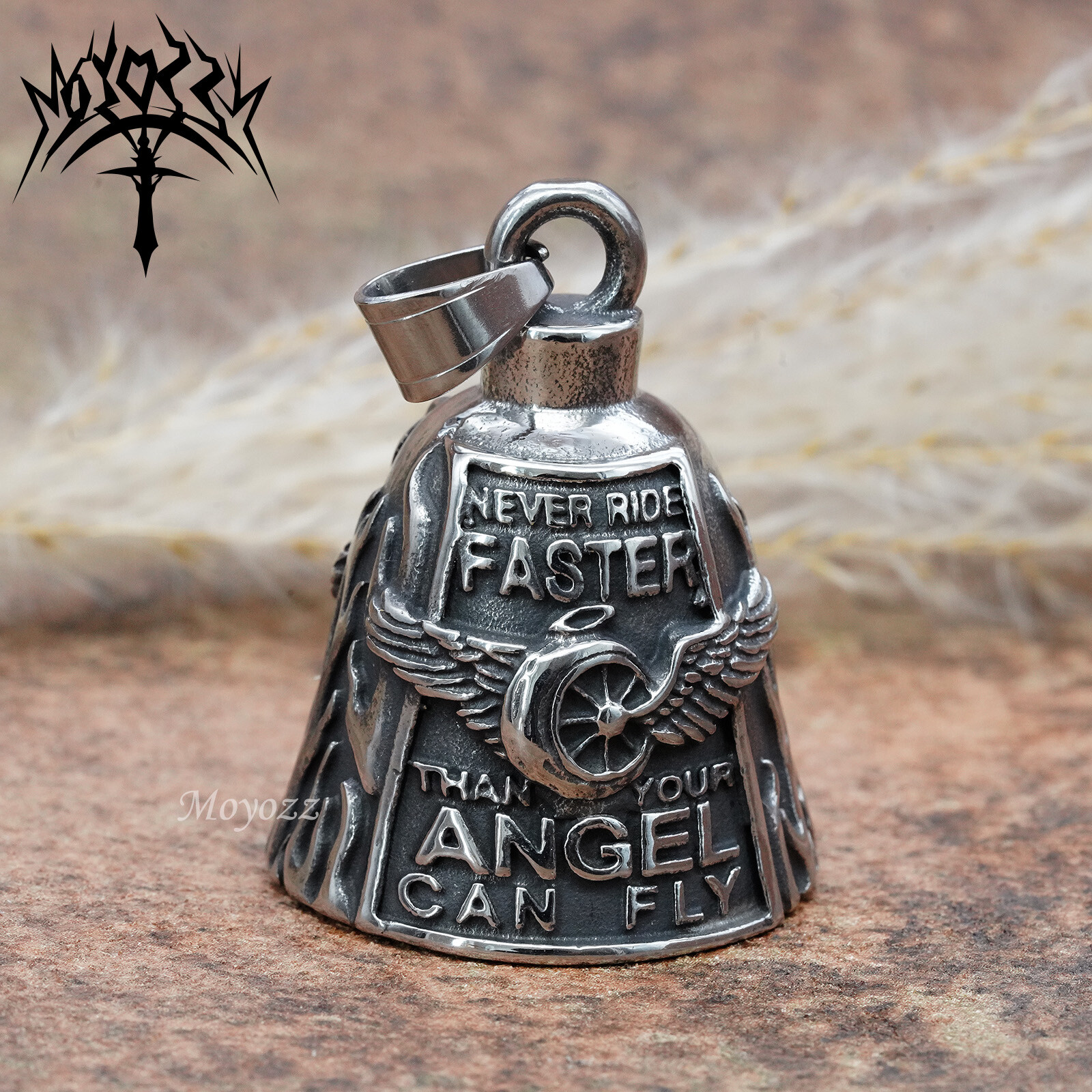Motorcycle Bike Bell Angel Wing Wheel Never Ride Faster Than Your Angel Can Fly