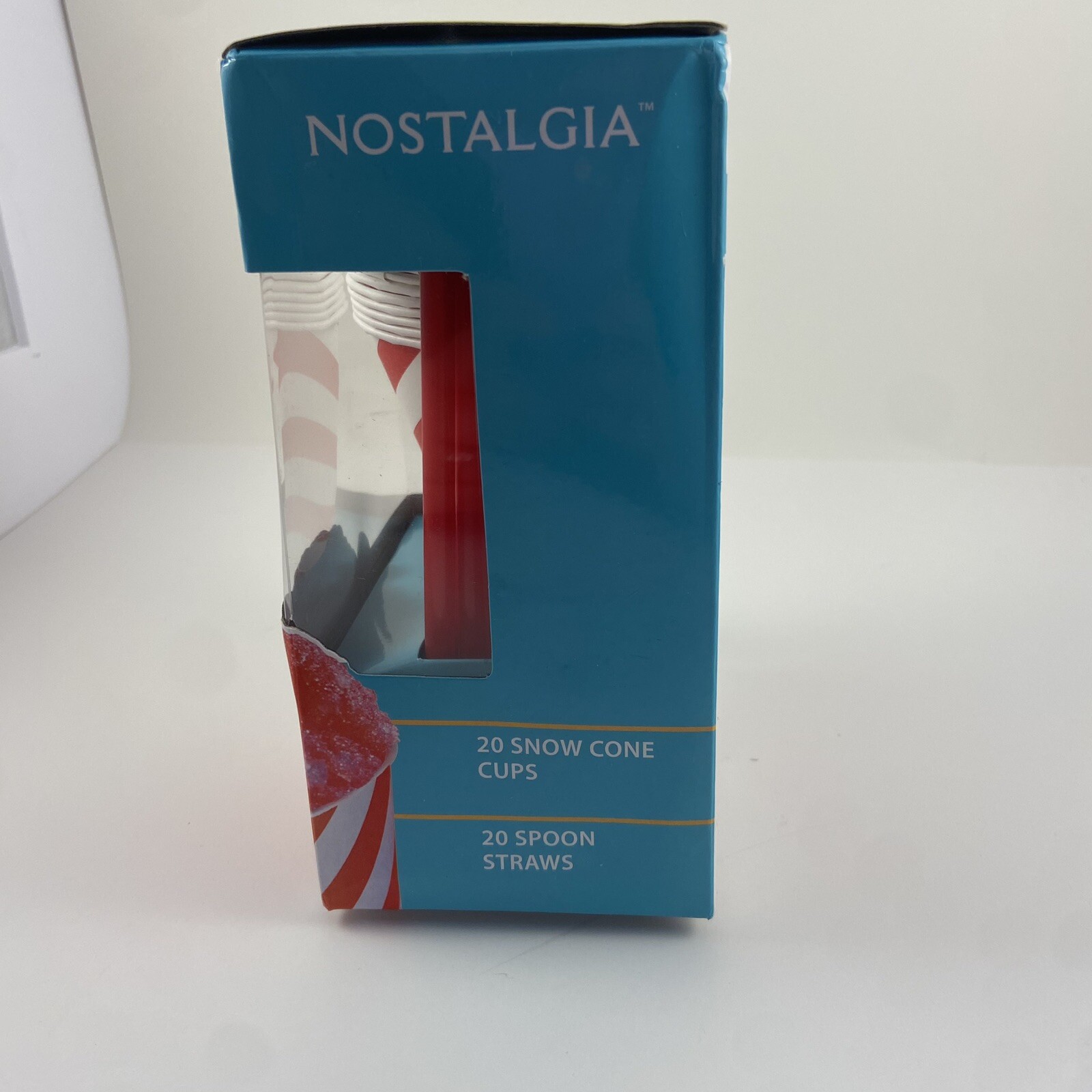 Nostalgia Snow Cone Cup & Spoon Straw Kit, 20 Ct, Red Stripe