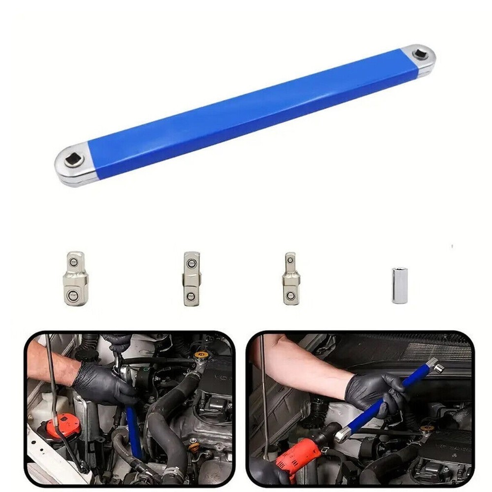 2 Pack Offset Extension Wrench Set Ratchet Spanner Wrench with Extender Adapter