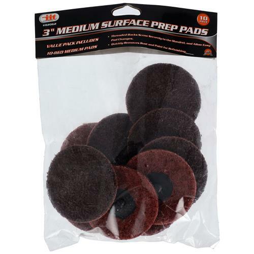 10pc 3" Medium Surface Prep Pads Discs 1/4" Sanding Stripping Grinding 82062
