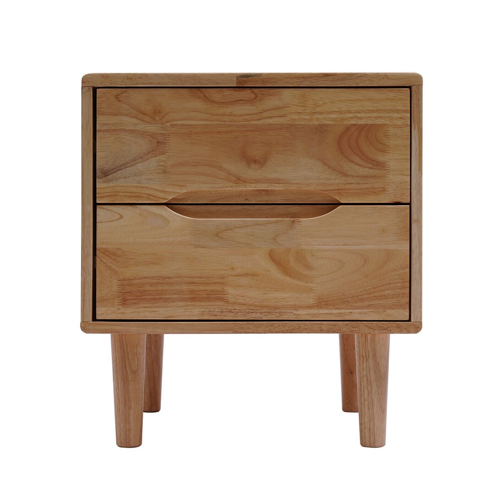 Nordic Style Solid Wood 2 Drawers Bedside Table Nightstand Home Decor
