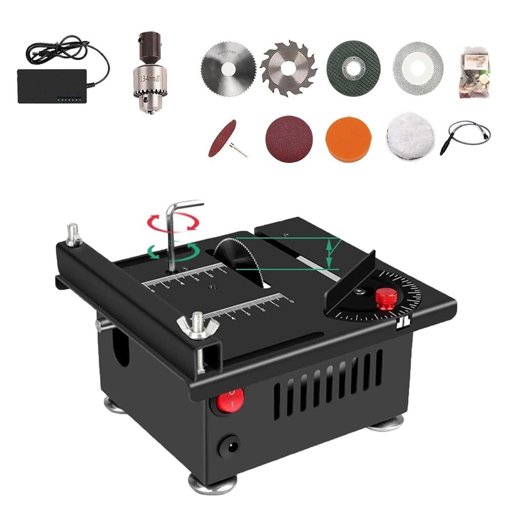 Multi-Functional Mini Table Saw Speed & Angle Adjustable 16MM Cutting Depth E1I6