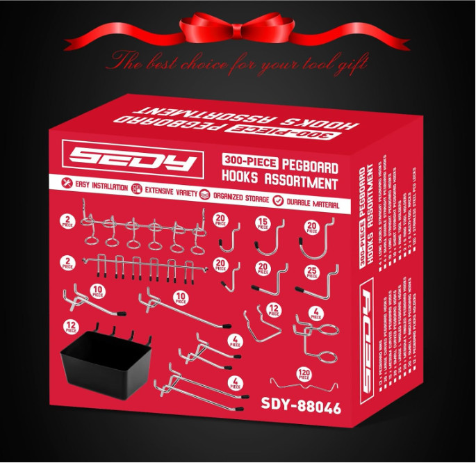 Pegboard Organizer Peg Board Hooks: 300-Piece Hooks for Black