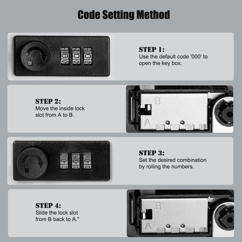 Key Box Wall Mount with Code, Key Cabinet Lock Box for 40 Keys, Metal Key Sto...