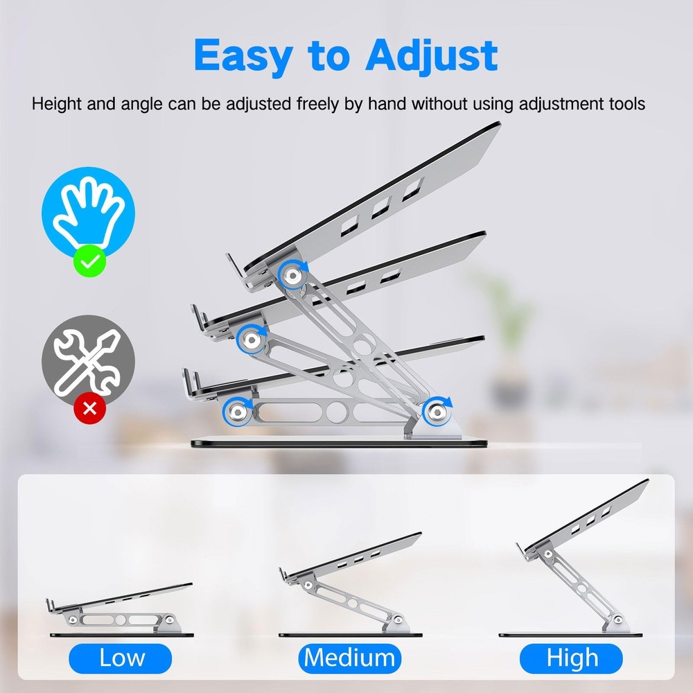 Gogoonike Laptop Stand for Desk, Adjustable Riser, Metal Foldable...