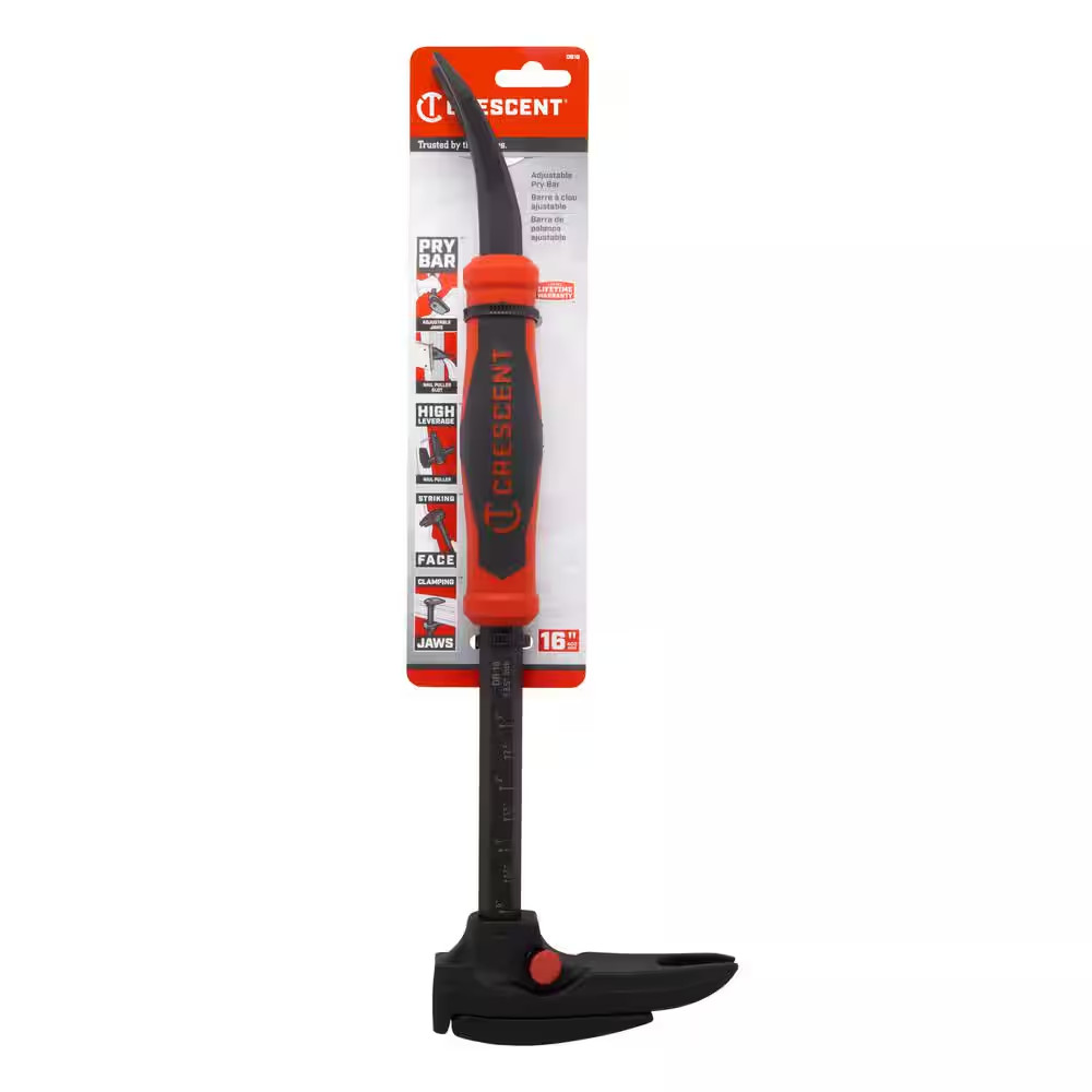 16 In. Adjustable Board Bending Pry Bar with Nail Puller and Grip