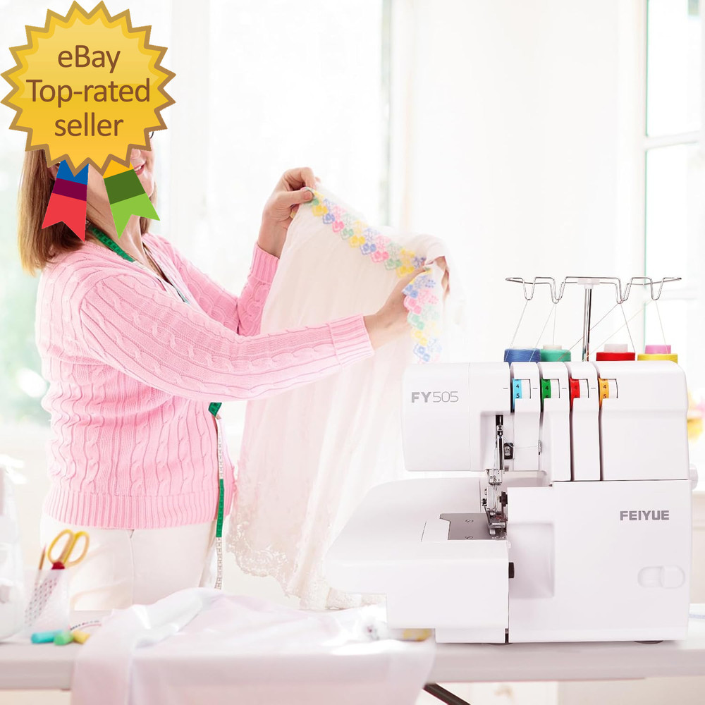 FY505 Serger Overlock Machine with 2/3/4 Thread Capability, Built-In Rolled Hem,